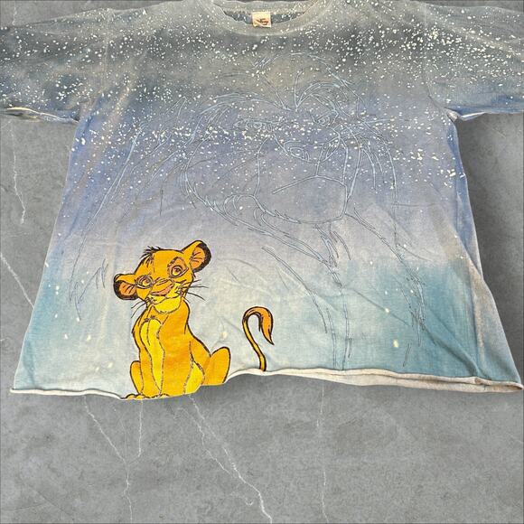 Vintage 90s Disney Lion King Mufasa Simba T-Shirt Rare OSFA Cut - Picture 3 of 12